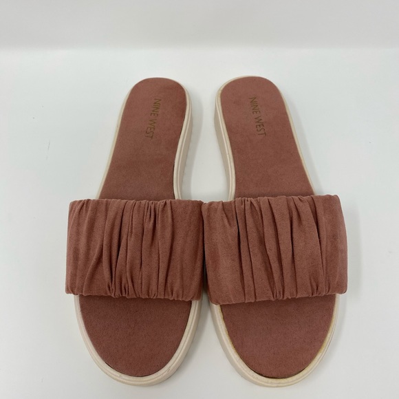 Nine West dusty pink suede slides sandals - Picture 3 of 7